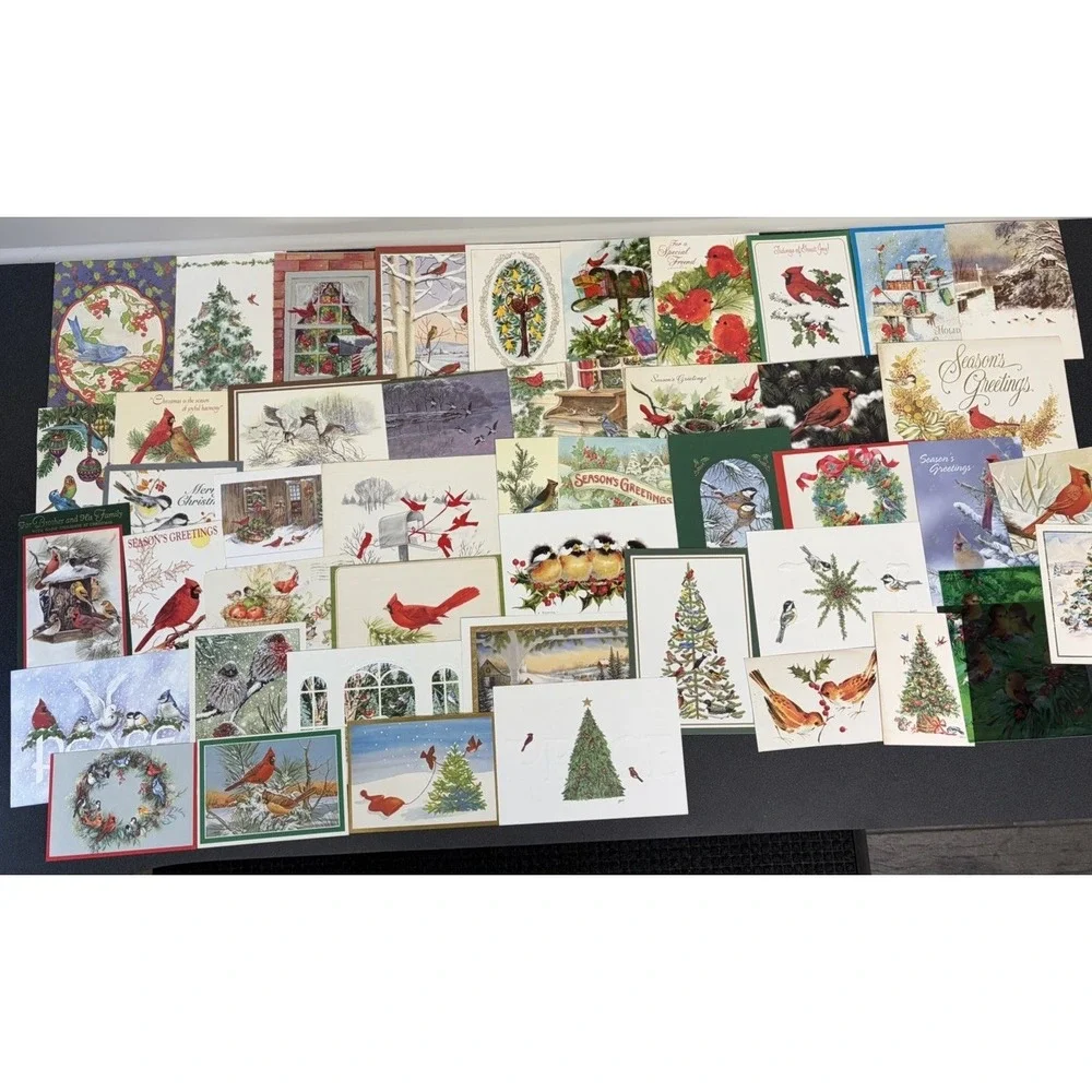 Vintage Christmas Cards Fronts ONLY Birds Scrapbooking Decoupage Lot of 45+